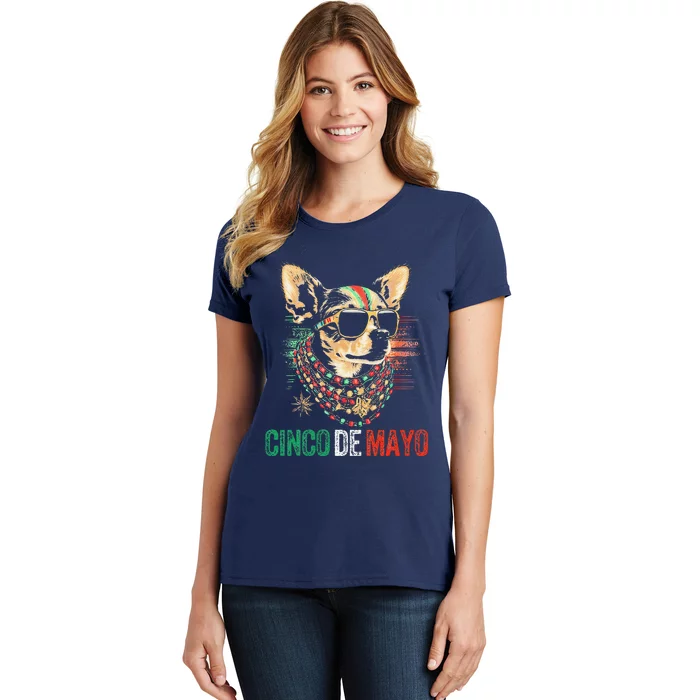 Dog Chihuahua Cinco De Mayo Mexican Flag American Funny Women's T-Shirt