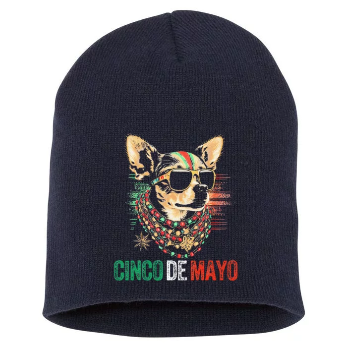 Dog Chihuahua Cinco De Mayo Mexican Flag American Funny Short Acrylic Beanie