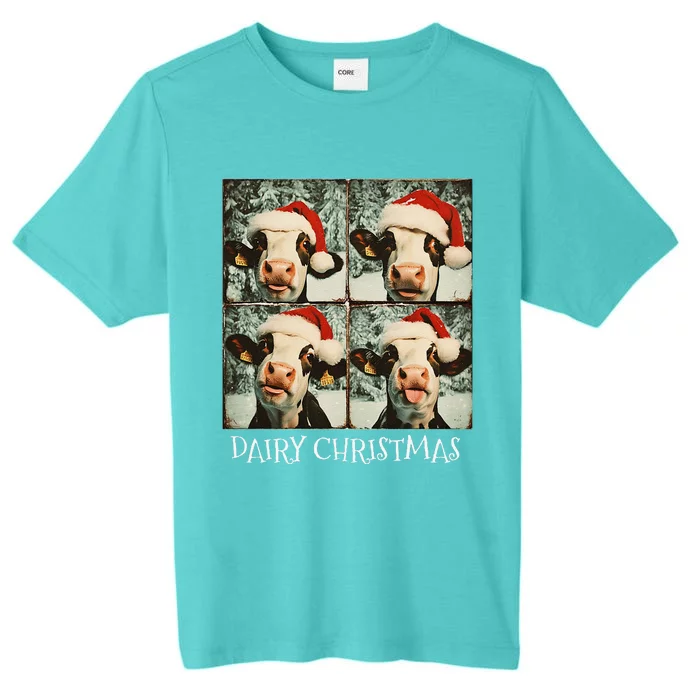 Dairy Christmas Cow Selfie Dairy Cow Wearing Santa Hat ChromaSoft Performance T-Shirt