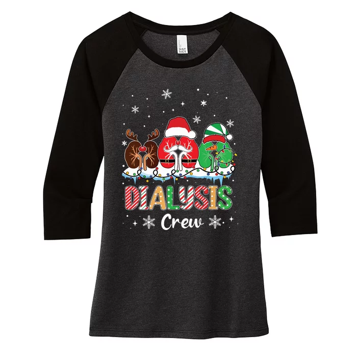 Dialysis Christmas Crew Dialysis Nurse Nephrology Technician Women's Tri-Blend 3/4-Sleeve Raglan Shirt