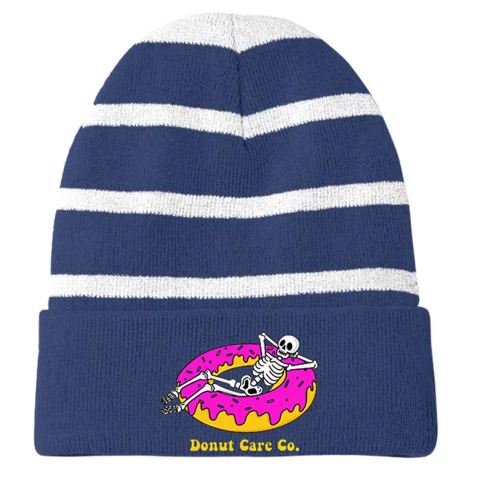 Donut Care Co Illustration Skeleton Donut Striped Beanie with Solid Band