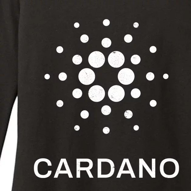 Distressed Cardano Cryptocurrency Logo Womens CVC Long Sleeve Shirt