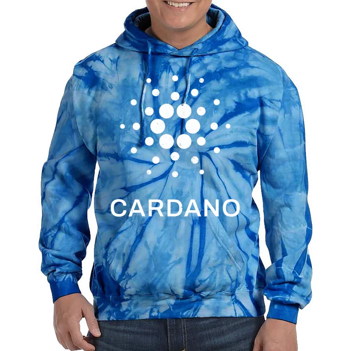 Distressed Cardano Cryptocurrency Logo Tie Dye Hoodie