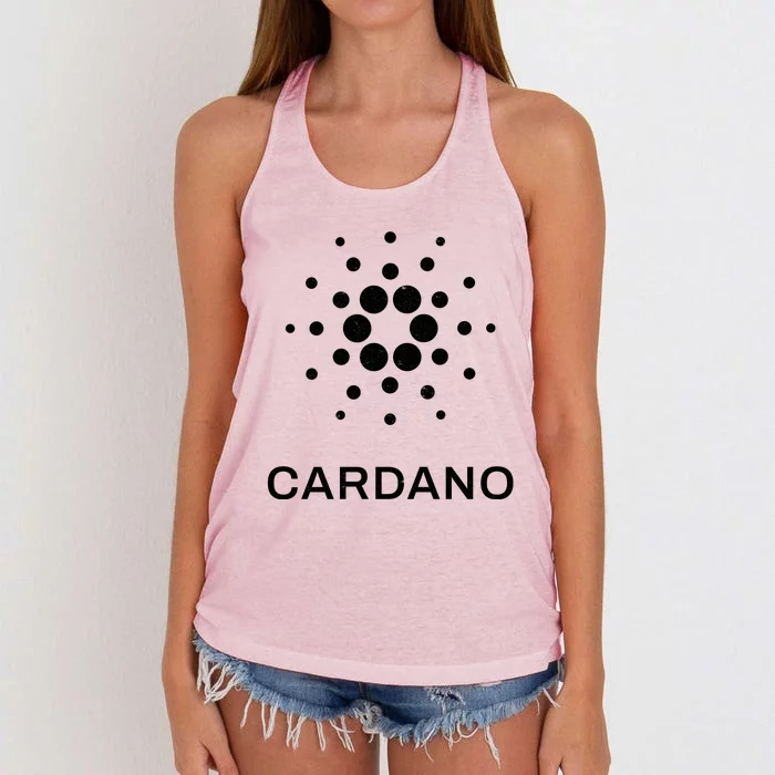 Distressed Cardano Cryptocurrency Logo Women's Knotted Racerback Tank