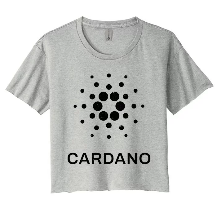 Distressed Cardano Cryptocurrency Logo Women's Crop Top Tee