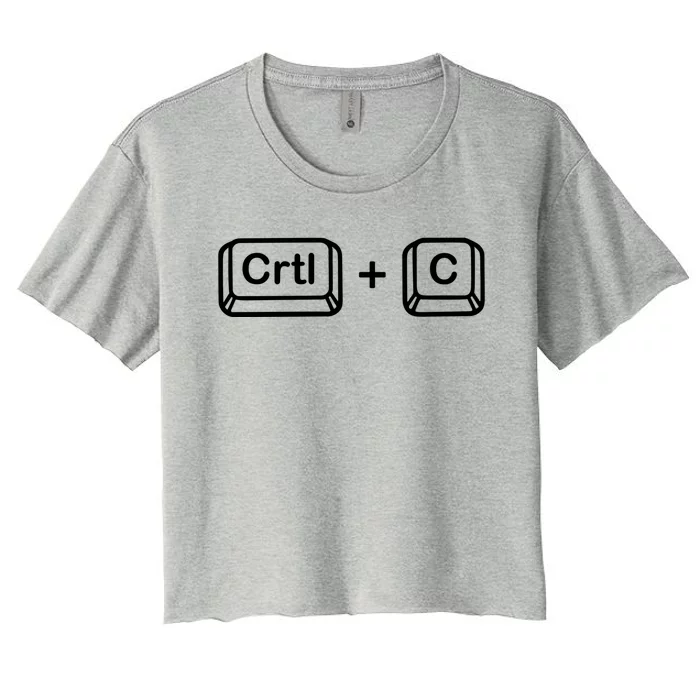 Dad Ctrl C Coppy Son Daughter Ctrl V Paste Funny Family Gift Women's Crop Top Tee