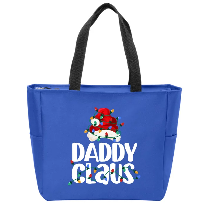 Daddy Claus Cute Gift Christmas Lights Pajama Family Matching Gift Zip Tote Bag