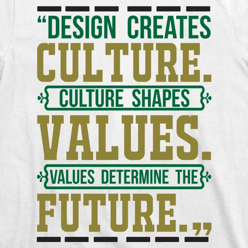 Design Creates Culture Culture Shapes Values Values Determine The Future T-Shirt