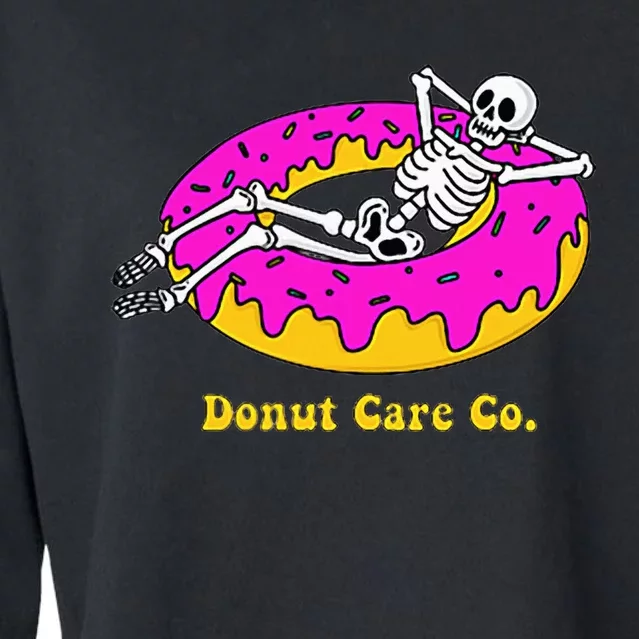 Donut Care Co Illustration Skeleton Donut Graphic Design Cropped Pullover Crew