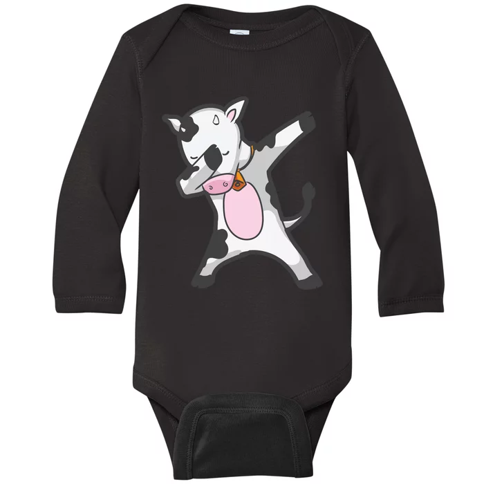 Dabbing COW CALF Dab Animals Baby Long Sleeve Bodysuit