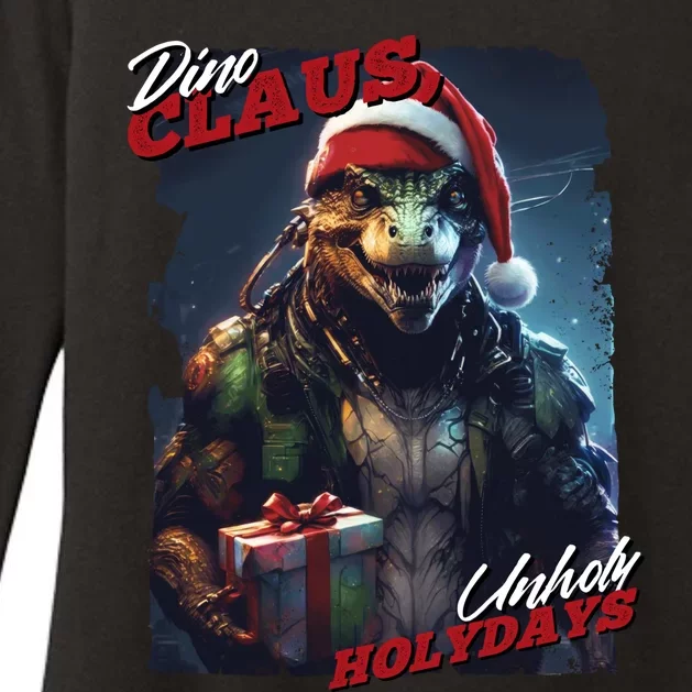 Dino Claus Womens CVC Long Sleeve Shirt