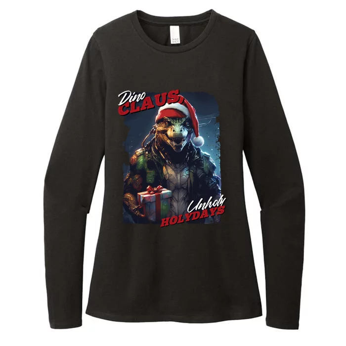 Dino Claus Womens CVC Long Sleeve Shirt