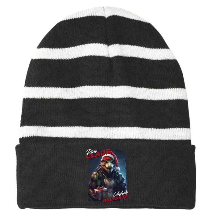 Dino Claus Striped Beanie with Solid Band