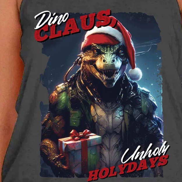 Dino Claus Women's Knotted Racerback Tank