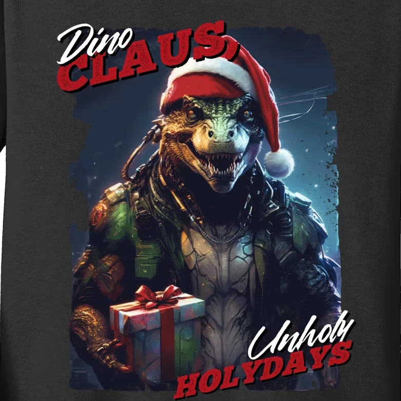 Dino Claus Kids Long Sleeve Shirt