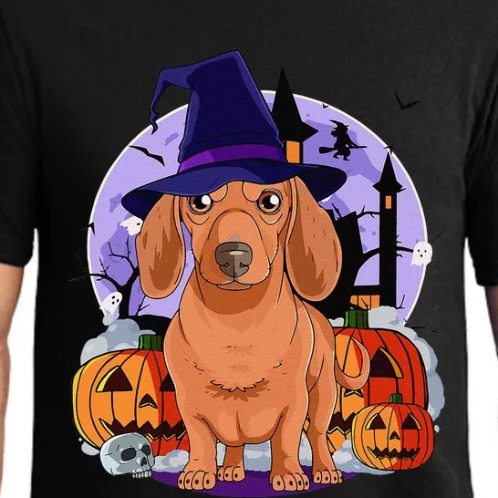 Dachshund Cute Dog Halloween Witch Pumpkin Pajama Set