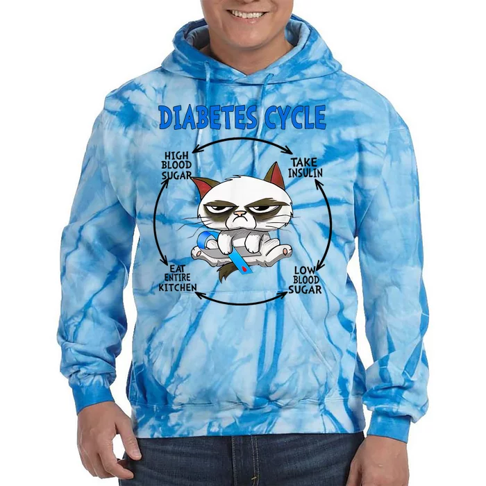 Diabetes Cycle Diabetes Awareness Cat Lover Tie Dye Hoodie