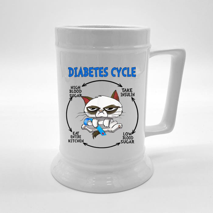 Diabetes Cycle Diabetes Awareness Cat Lover Front & Back Beer Stein