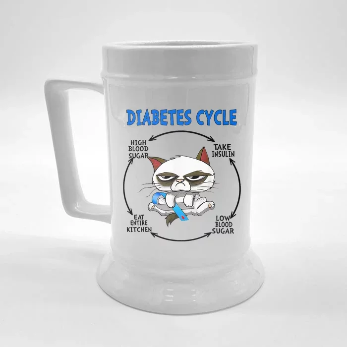 Diabetes Cycle Diabetes Awareness Cat Lover Front & Back Beer Stein