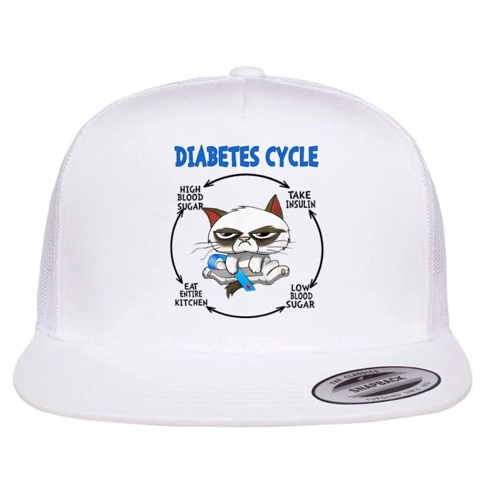 Diabetes Cycle Diabetes Awareness Cat Lover Flat Bill Trucker Hat