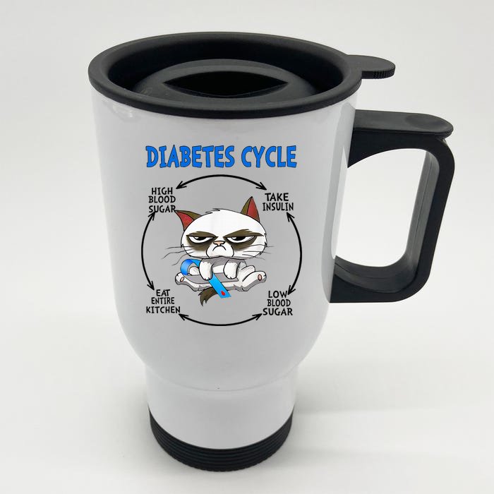 Diabetes Cycle Diabetes Awareness Cat Lover Stainless Steel Travel Mug