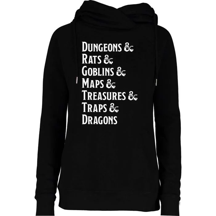 Dungeon Checklist Womens Funnel Neck Pullover Hood