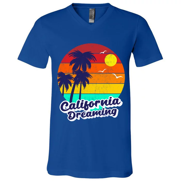 Distressed California Dreaming Summer Beach Gift V-Neck T-Shirt