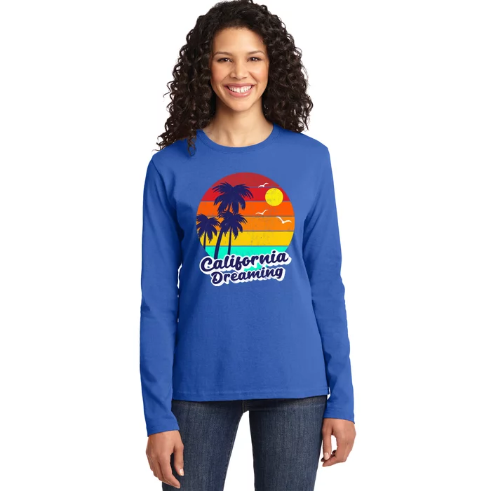 Distressed California Dreaming Summer Beach Gift Ladies Long Sleeve Shirt