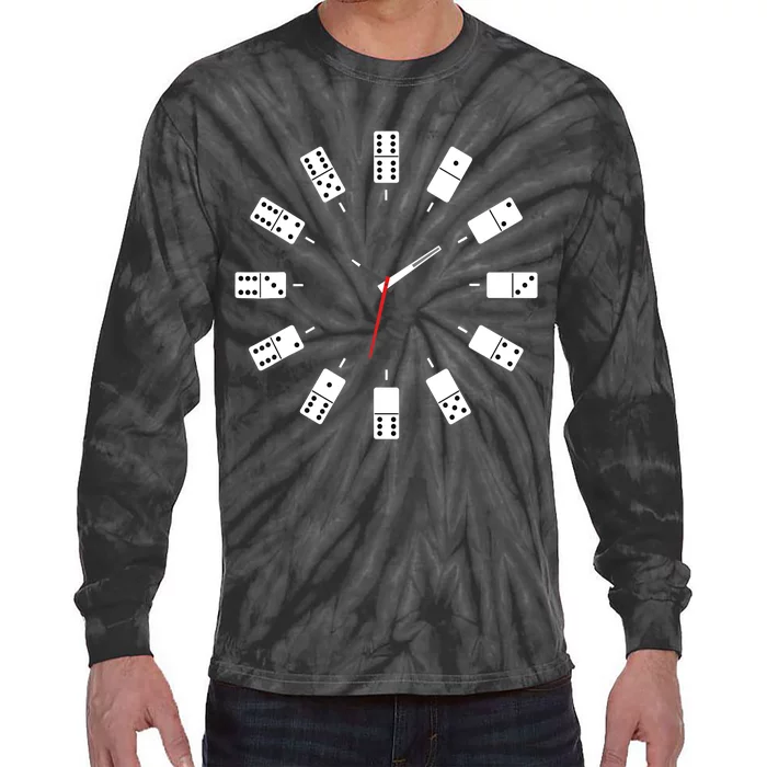 Domino Clock - Domino Player Dominoes Lover Tile Game Tie-Dye Long Sleeve Shirt