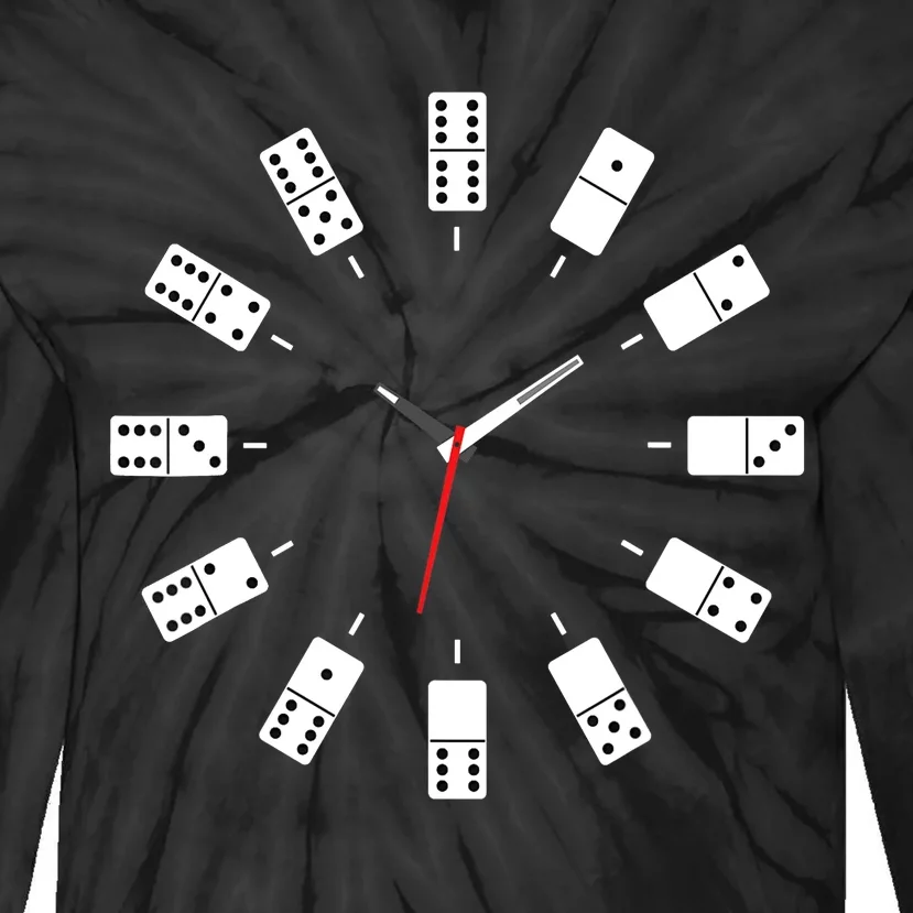 Domino Clock - Domino Player Dominoes Lover Tile Game Tie-Dye Long Sleeve Shirt