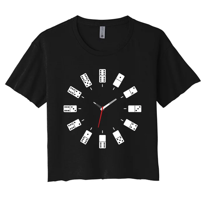 Domino Clock - Domino Player Dominoes Lover Tile Game Women's Crop Top Tee