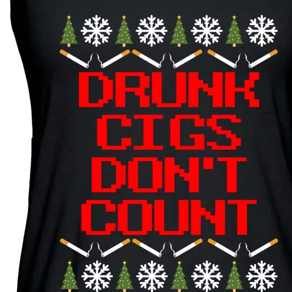 Drunk Cigs DonT Count Ugly Christmas Outfit Funny Ladies Essential Flowy Tank