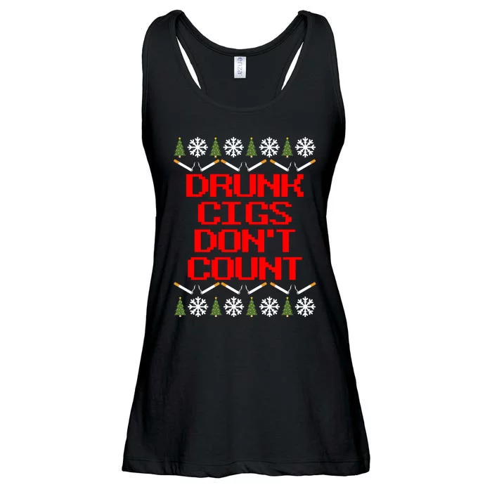 Drunk Cigs DonT Count Ugly Christmas Outfit Funny Ladies Essential Flowy Tank