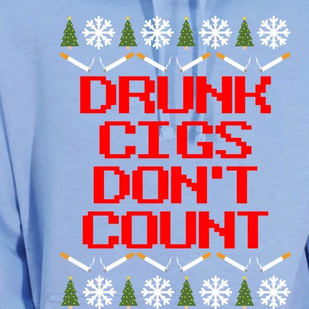 Drunk Cigs DonT Count Ugly Christmas Outfit Funny Unisex Surf Hoodie