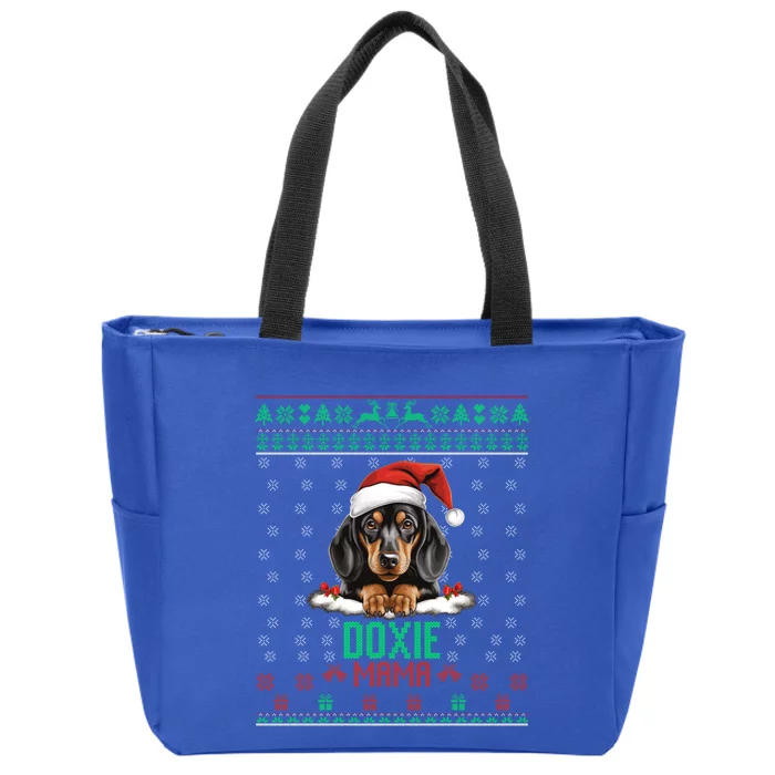 Dachshund Christmas Doxie Santa Ugly Sweater Dog Lover Gift Zip Tote Bag