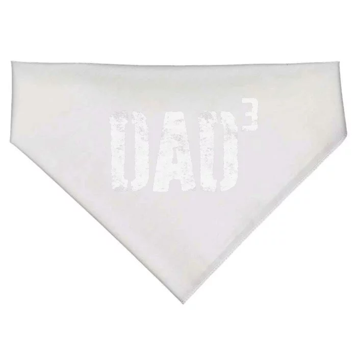 Dad Cubed Dad Of Three Fathers Day USA-Made Doggie Bandana