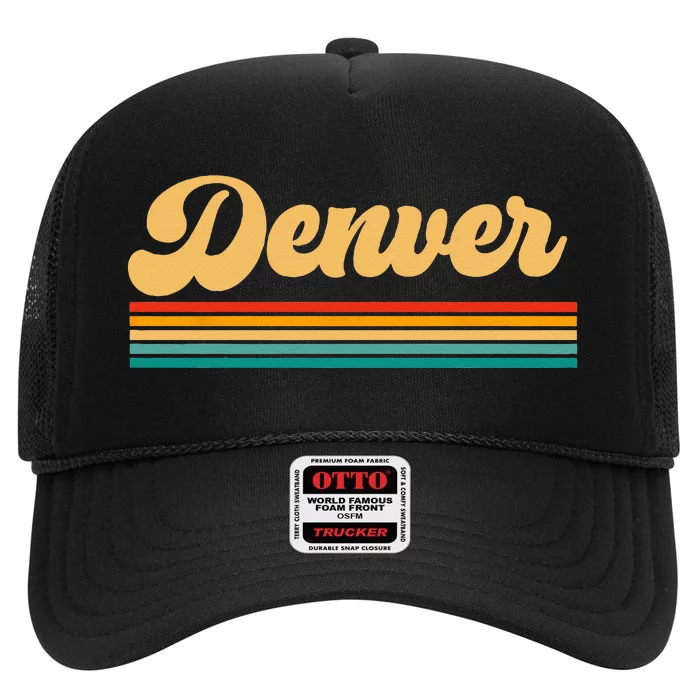 Denver Colorado High Crown Mesh Trucker Hat