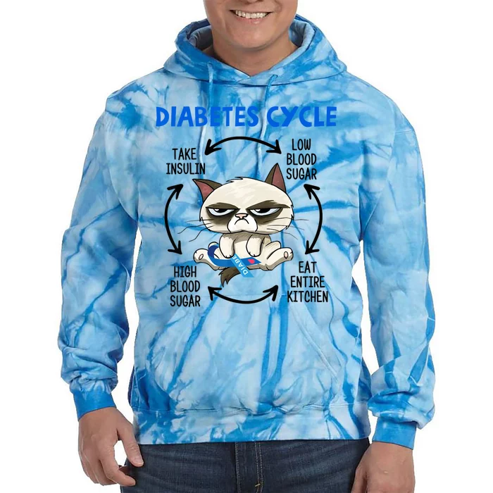 Diabetes Cycle Diabetes Awareness Cat Lover Tie Dye Hoodie