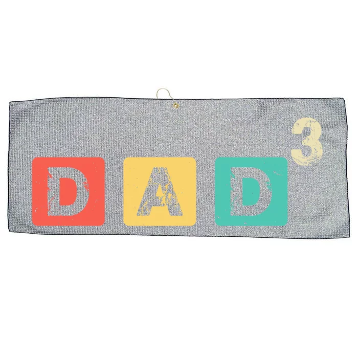 Dad Cubed Dad Of Three Father’S Day Funny Gift Large Microfiber Waffle Golf Towel