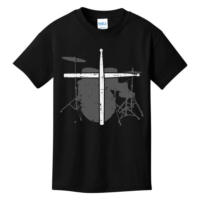 Drums Cross Drumstick Music Jesus Christian Band Kids T-Shirt