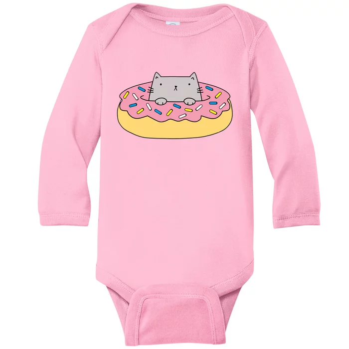 Donut Cat Baby Long Sleeve Bodysuit