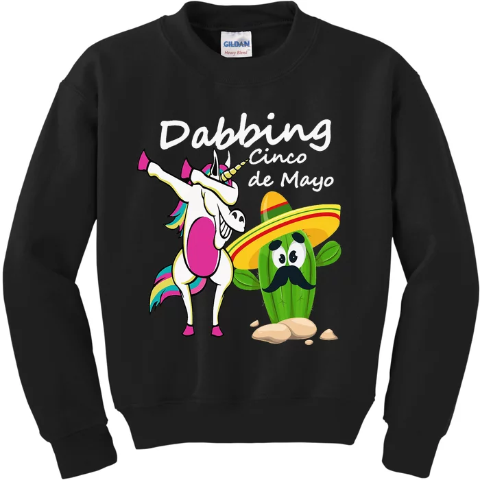 Dabbing Cinco de Mayo Unicorn and Rabbit Fun Gift Design Essential Kids Sweatshirt