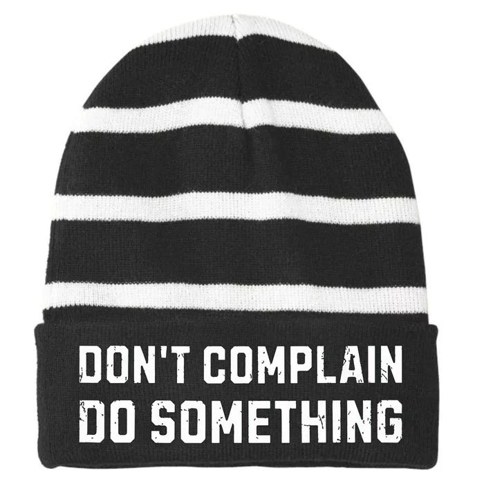 Dont Complain Do Something Kamala Harris Tim Walz 2024 Striped Beanie with Solid Band