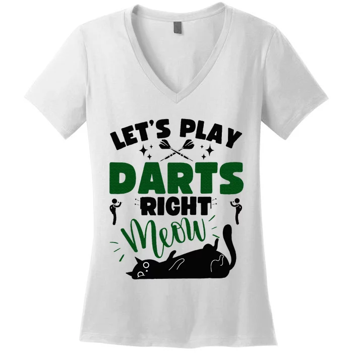 Darts & Cats  Dartboard Funny Dart Player Team Darts Player Women's V-Neck T-Shirt