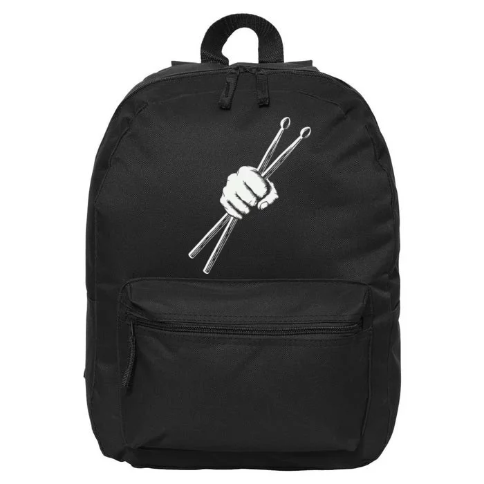 Drumset Cool Drumsticks Drumming Drums Rock Music 16 in Basic Backpack