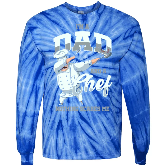 Dabbing Chef Dad Father Cook Restaurant Kitchen Chef Gift Tie-Dye Long Sleeve Shirt