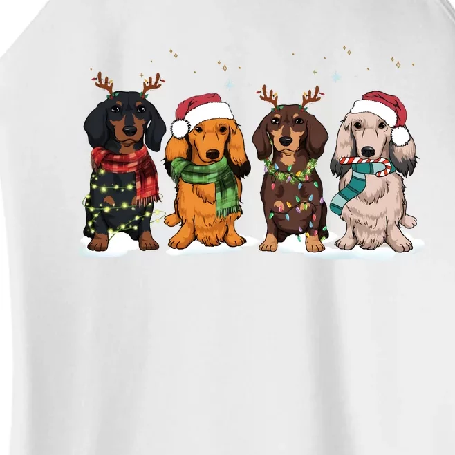 Dachshund Christmas Dog Lover Family Women’s Perfect Tri Rocker Tank