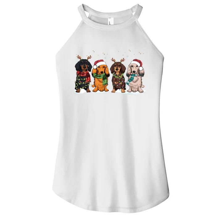 Dachshund Christmas Dog Lover Family Women’s Perfect Tri Rocker Tank