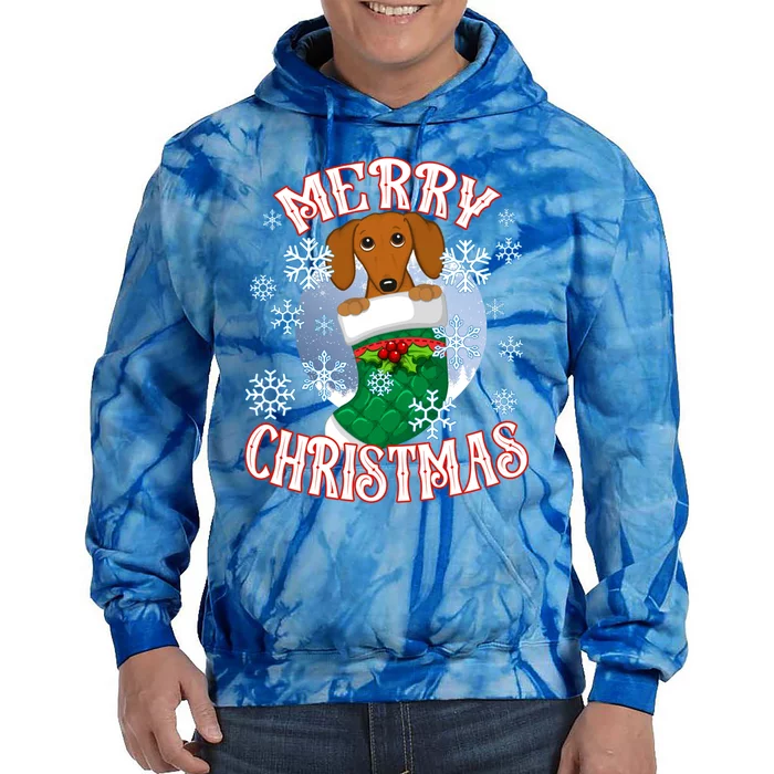 Dachshund Cute Dog In A Christmas Stocking Stuffer Gift Tie Dye Hoodie