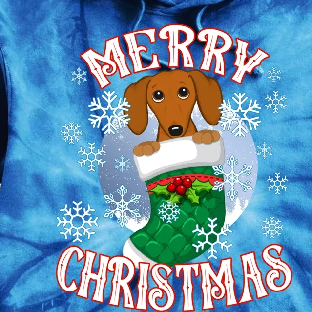 Dachshund Cute Dog In A Christmas Stocking Stuffer Gift Tie Dye Hoodie